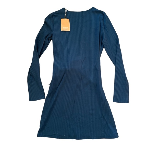 NWT Reformation Ribbed Tie Waist Kirsten Dress Ocean Sz L - Picture 5 of 8